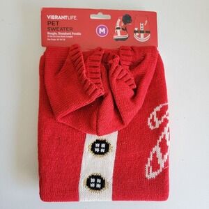 Vibrant Life Pet Christmas Sweater Santa Red Knit Medium 17"‎ Dogs 20-50 lbs NWT